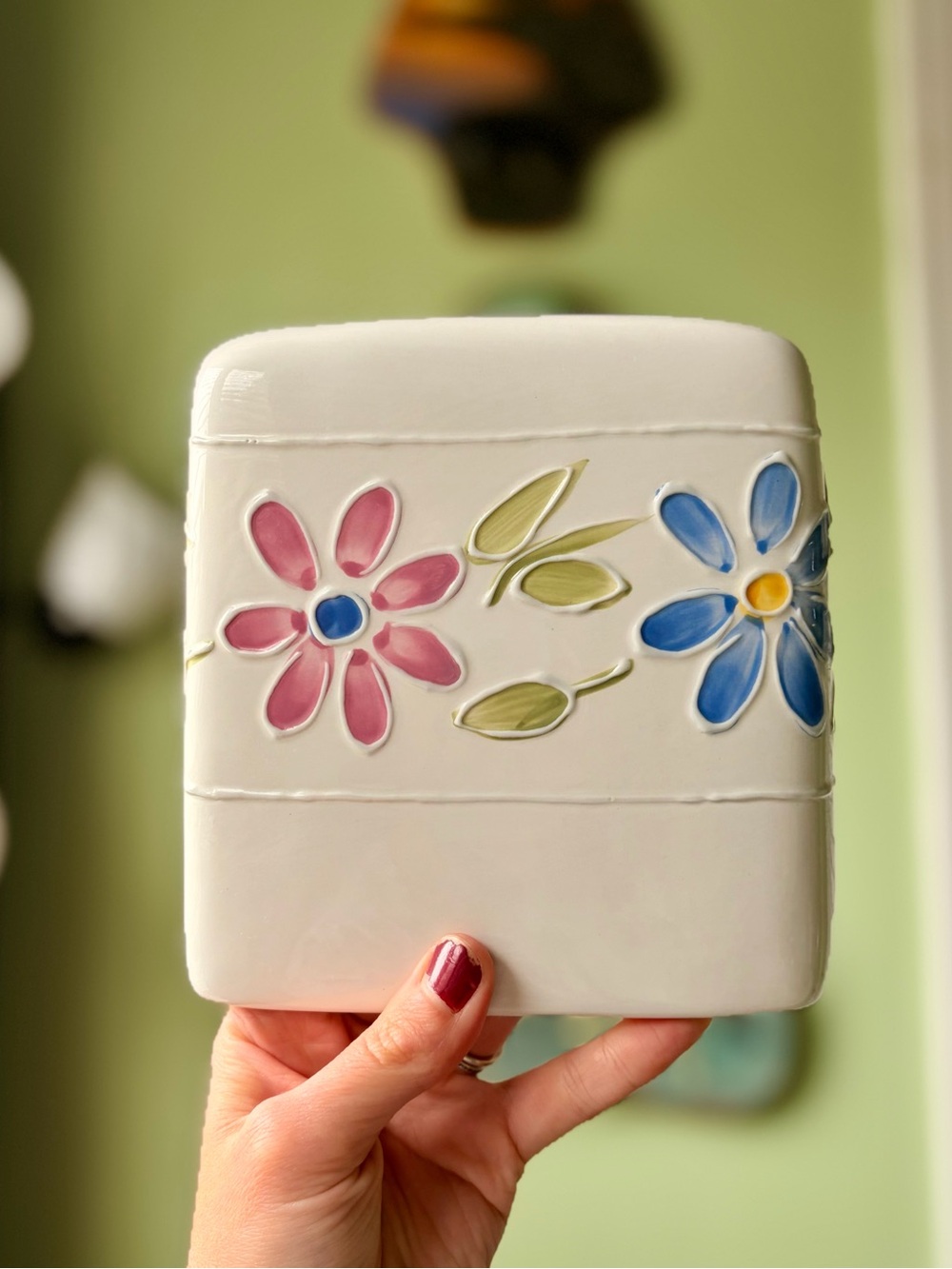 Floral Cottagecore Ceramic Vintage Square Tissue Box Cover
